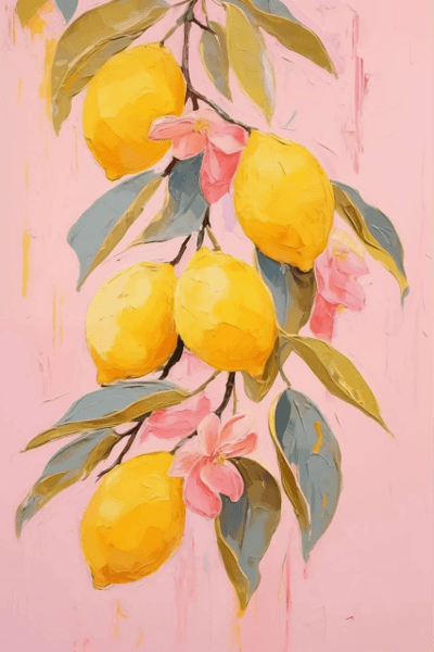 Mediterranean-style lemon painting created at the Paint & Karaoke Night event